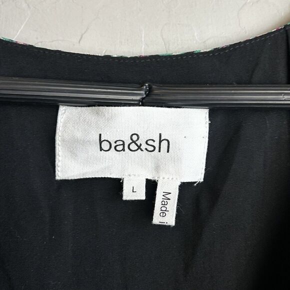 ba&sh Fanny Ruched Mini Dress Size Large Womens Green Paisley Retro V-neck - Picture 7 of 9